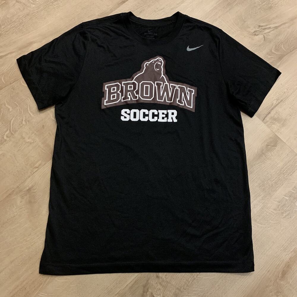 Nike Brown University Bears Soccer Dri-Fit T-Shirt Men's Large L Black #9 Issued